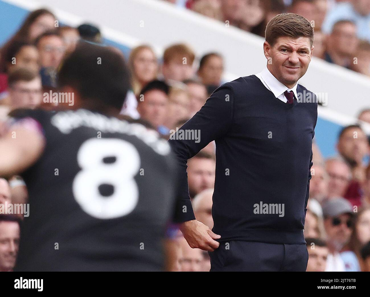 Birmingham, Regno Unito. 28th agosto 2022. Steven Gerrard manager di Aston Villa durante la partita della Premier League a Villa Park, Birmingham. Il credito per le immagini dovrebbe essere: Andrew Yates / Sportimage Credit: Sportimage/Alamy Live News Foto Stock