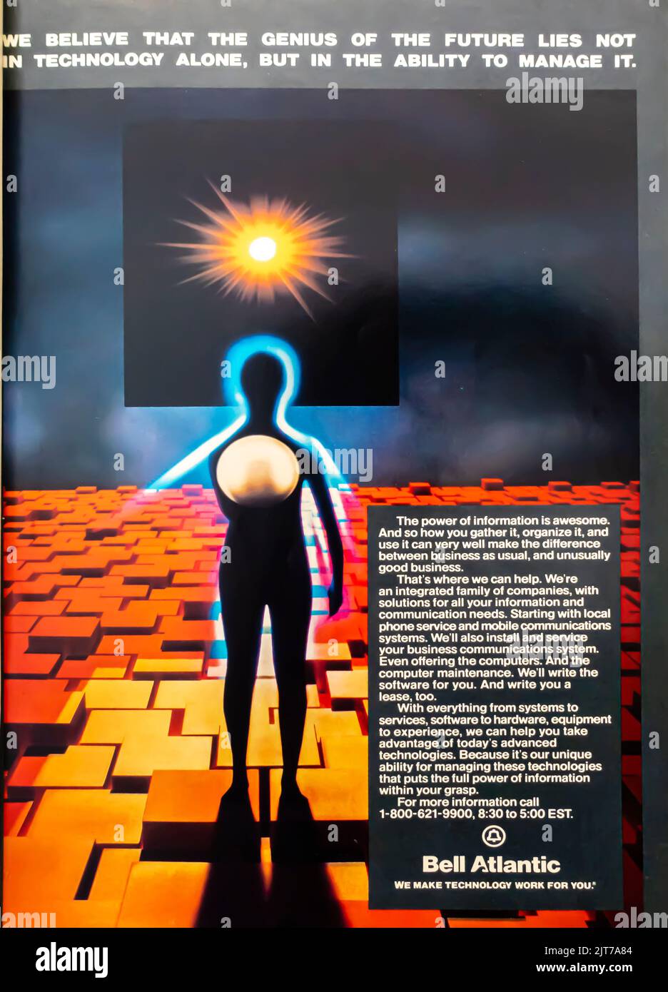 Bell Atlantic pubblicità inserita in una rivista NatGeo, novembre 1987 Foto Stock