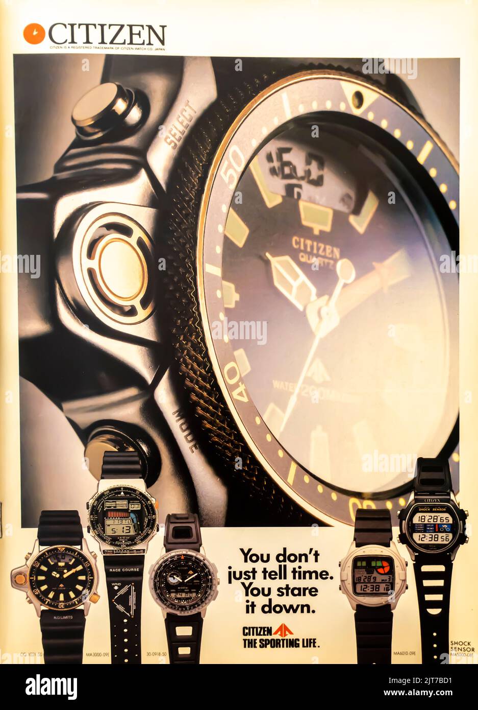 Citizen Aqualand Promaster quarzo Watch print Advertisement, ottobre 1988 Foto Stock