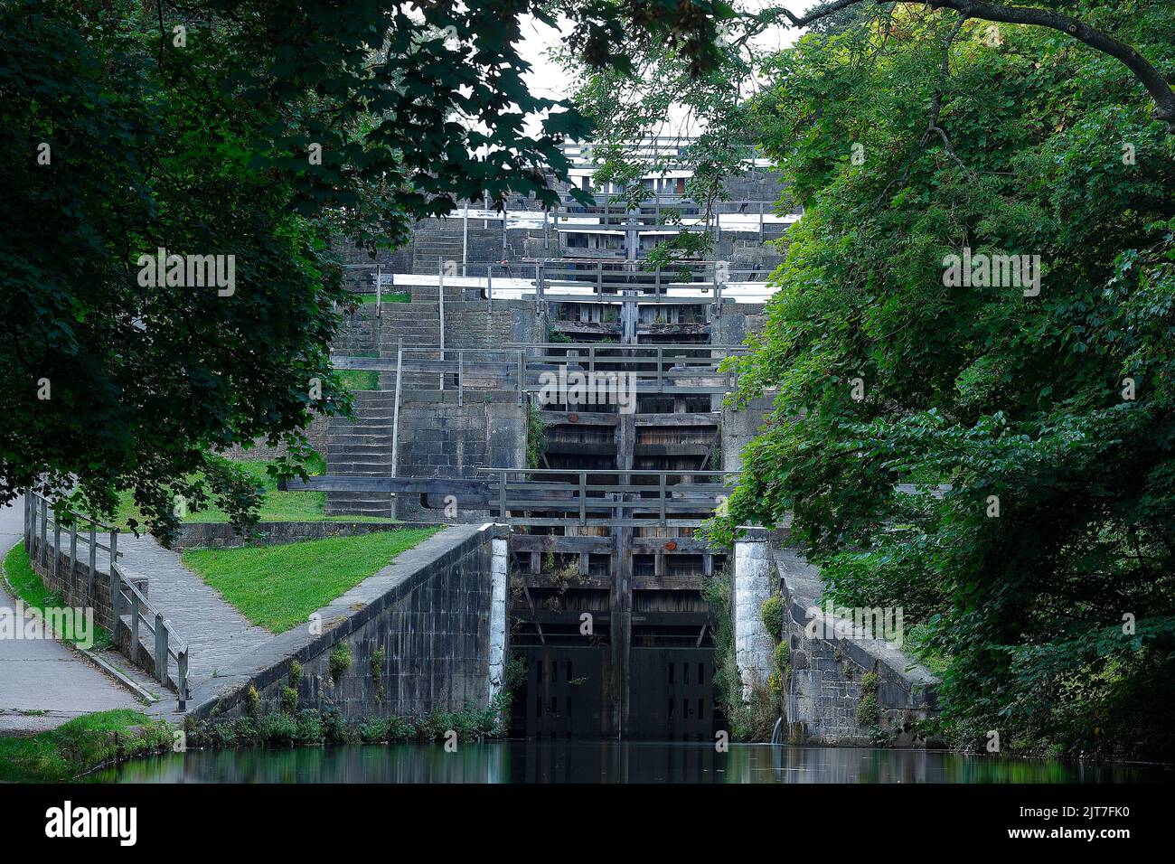 Five Rise Locks a Bingely, West Yorkshire, Regno Unito Foto Stock