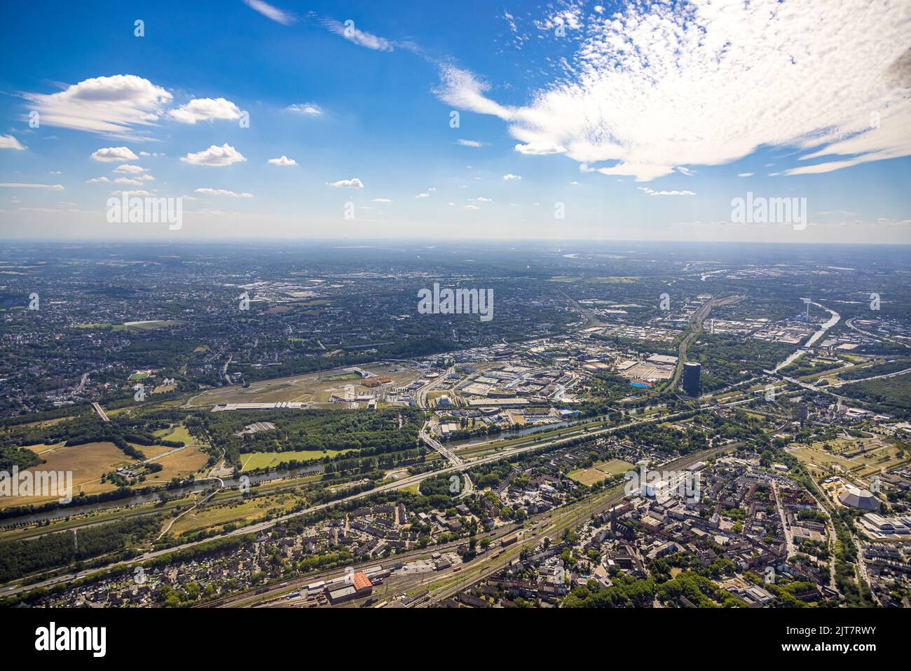 Vista aerea, Westfield Centro Oberhausen, centro commerciale Neue Mitte con gasometro, Borbeck, Oberhausen, zona Ruhr, Renania settentrionale-Vestfalia, Germania, Foto Stock