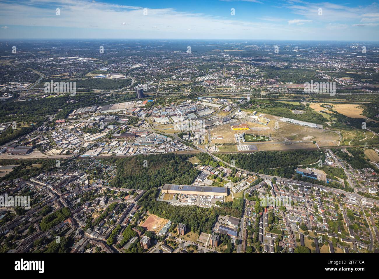 Vista aerea, Westfield Centro Oberhausen, centro commerciale Neue Mitte, Gasometer, struttura di Topolgolf, Borbeck, Oberhausen, Zona della Ruhr, Renania settentrionale-Vestfa Foto Stock