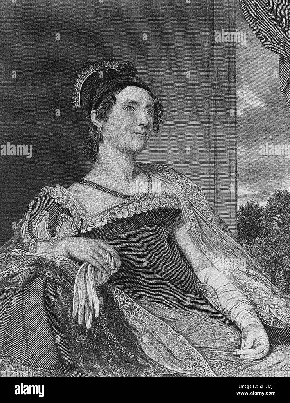 Un ritratto di Louisa Catherine Johnson Adams. Era la moglie e la prima Signora di John Quincy Adams, il 6th presidente degli Stati Uniti. Foto Stock