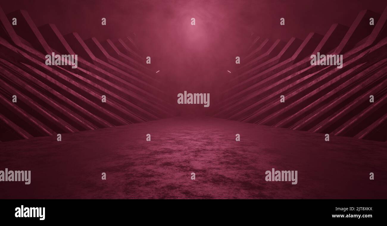 Astratto vuoto interessante Smoke Maroon Brown Hall sfondo 3D Render Foto Stock