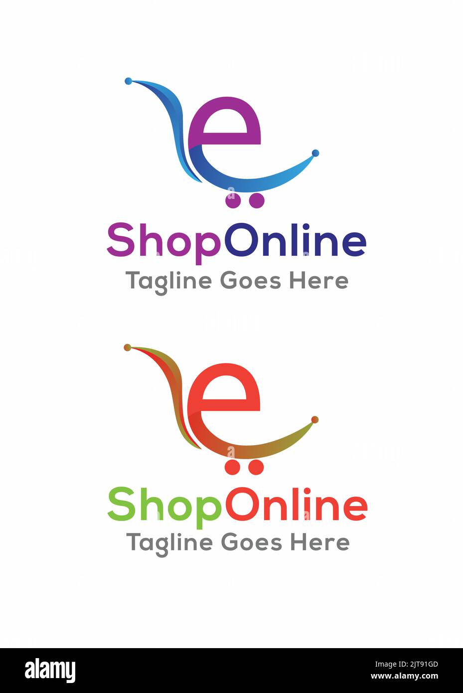 E shop online shop logo e shop shopping online logo acquistare online carrello logo online store Illustrazione Vettoriale