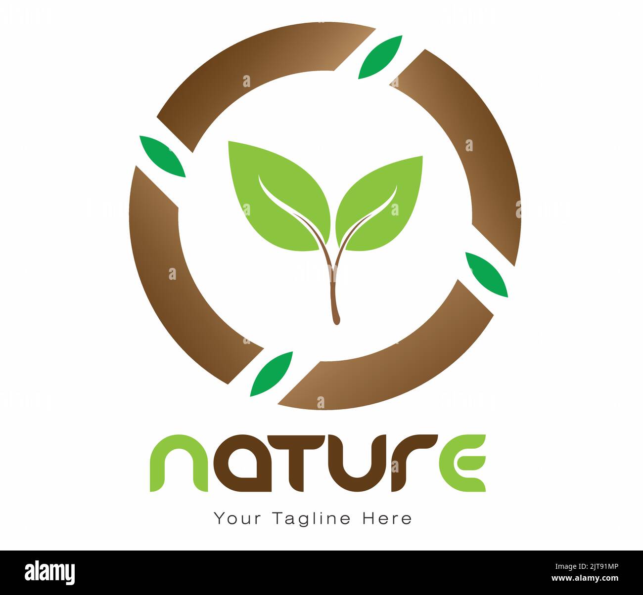 natura logo agricoltura biologico alimentare logo eco verde con foglia coltivazione fattoria logo vettore illustrazione di sano naturale verde vegies logo templ Illustrazione Vettoriale