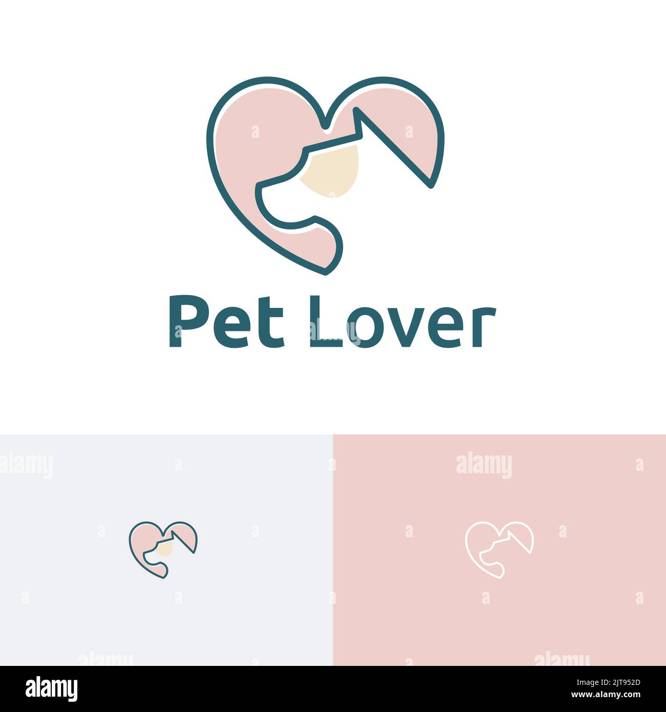 PET amante cane cura Amore cuore veterinario logo Illustrazione Vettoriale