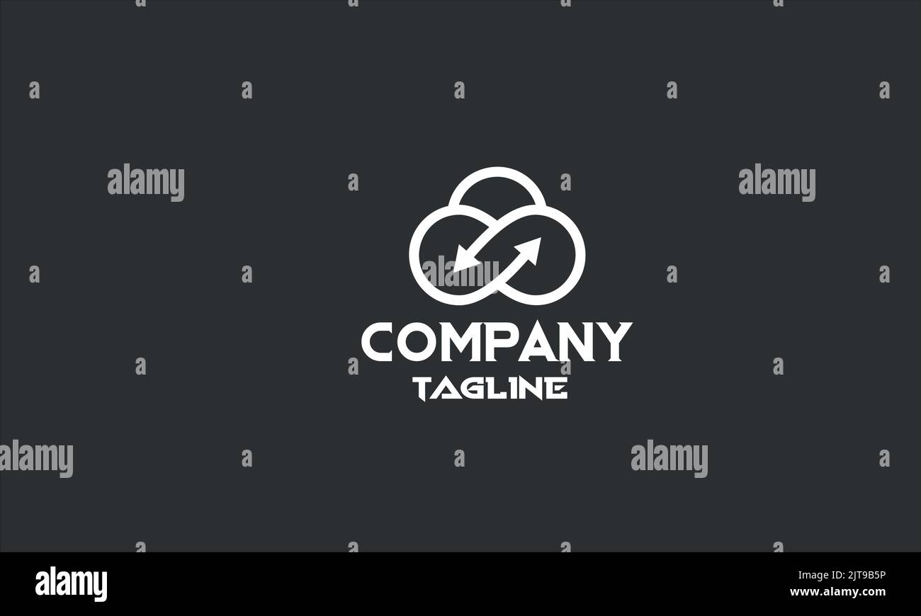 modello di logo di sincronizzazione cloud minimo Illustrazione Vettoriale