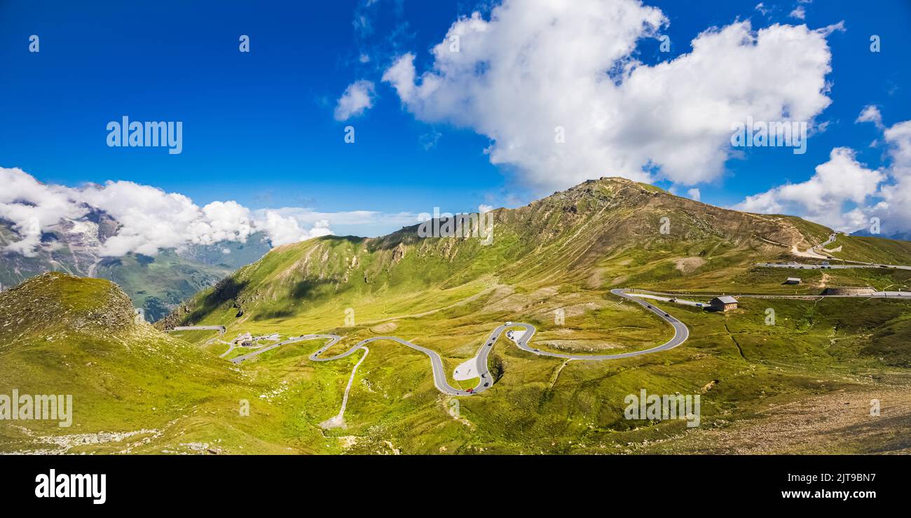 La strada alpina di Großglockner, una strada panoramica a pedaggio negli stati di Salisburgo e della Carinzia in Austria. La strada collega Zell am See con Lienz Foto Stock