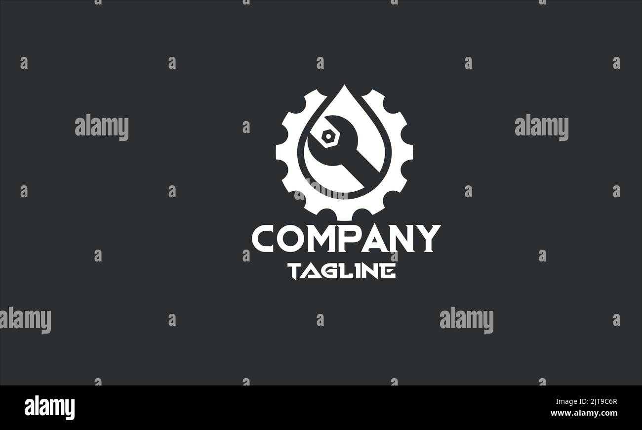 modello con logo per la manutenzione di un idraulico minimo Illustrazione Vettoriale