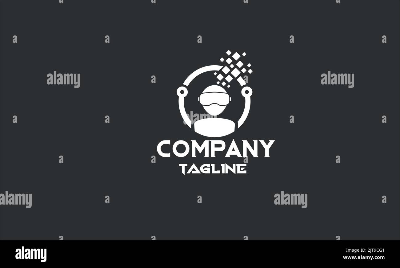modello di logo minimale per la realtà virtuale Illustrazione Vettoriale