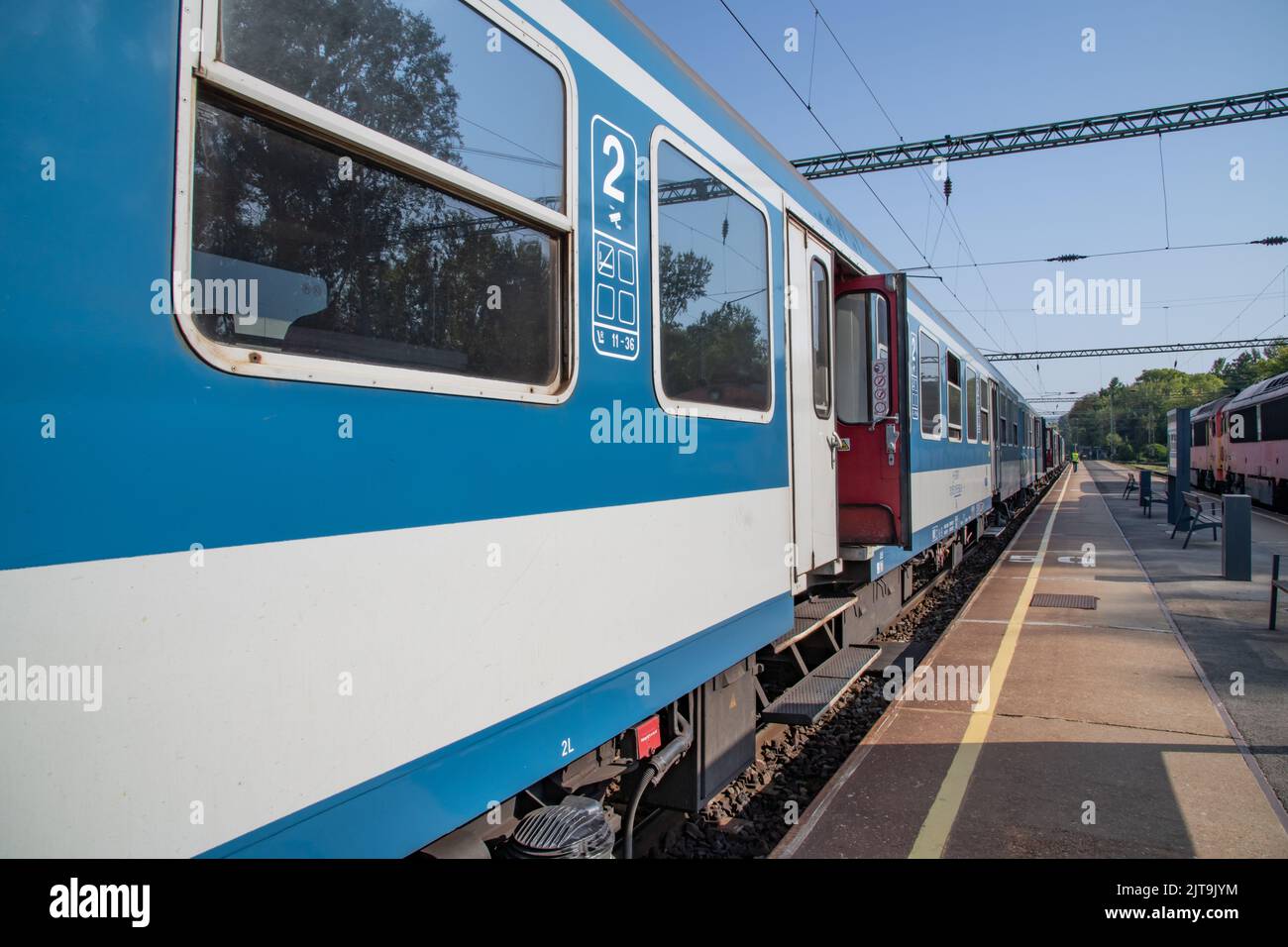 Carrozza per trasporto ferroviario passeggeri Foto Stock