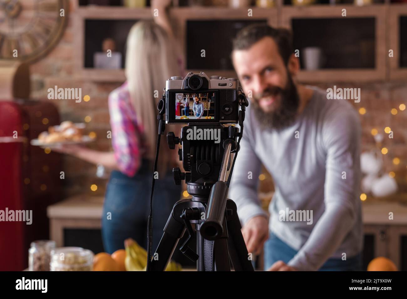 podcast culinario vlog business lifestyle cucina Foto Stock