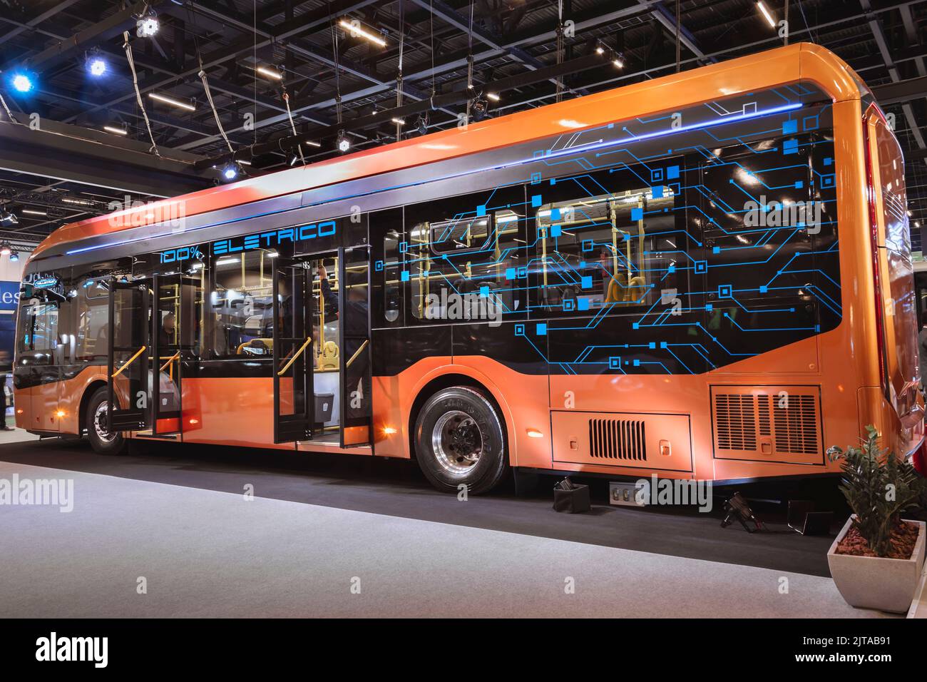 Bus elettrico Caio eMillenium in mostra alla LAT.BUS 2022 esposizione, che si svolge nella città di São Paolo. Foto Stock