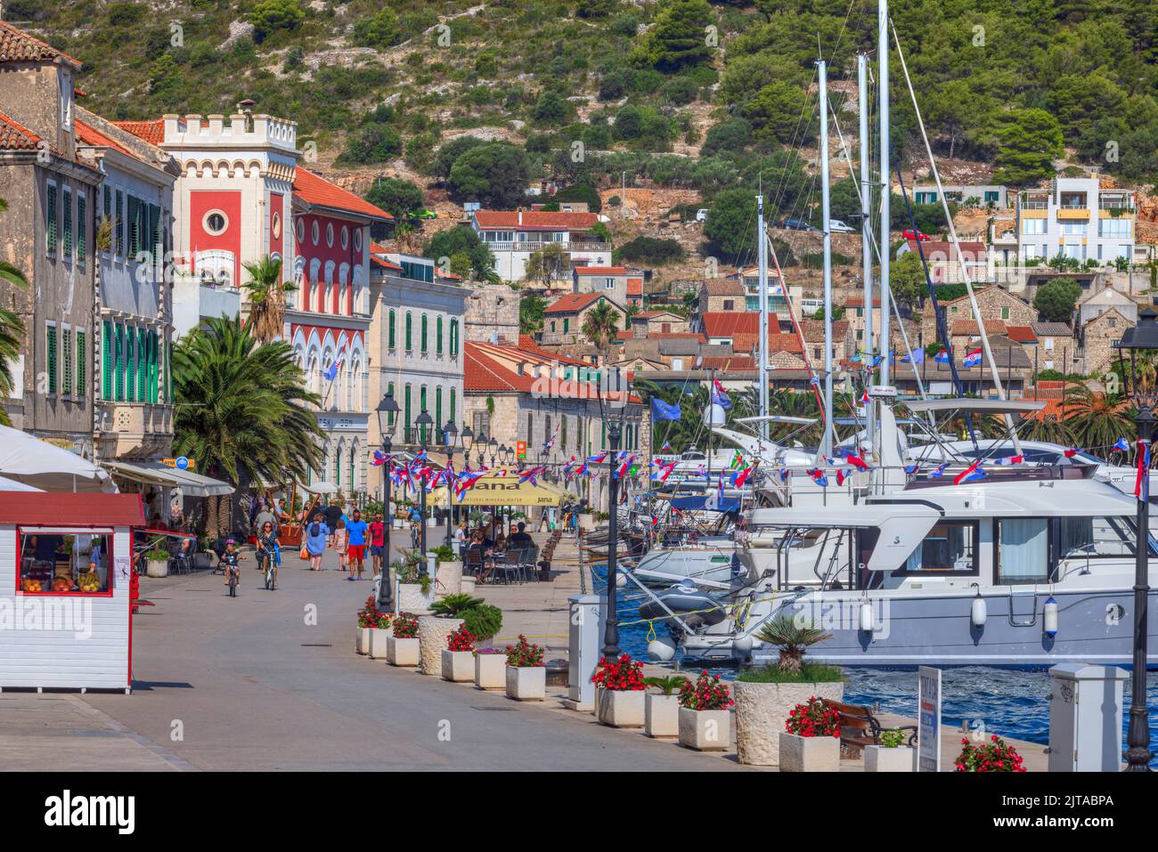 Città di Vis, Isola di Vis, Dalmazia, Croazia Foto Stock