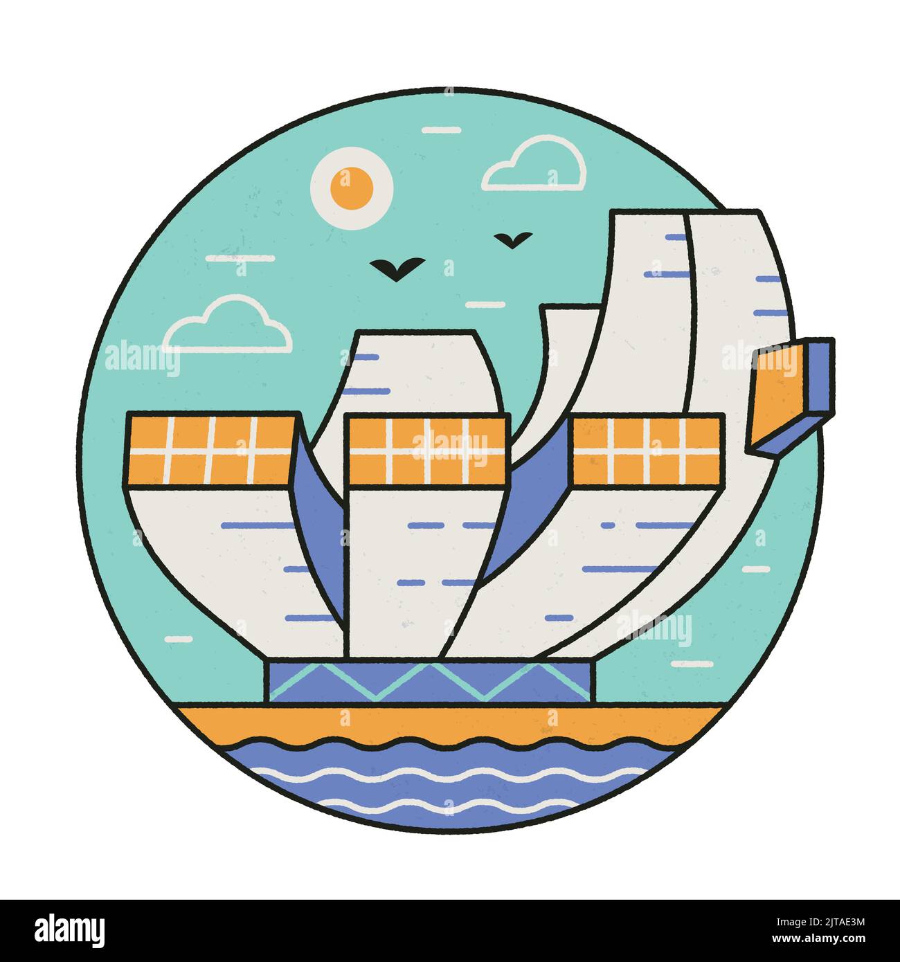 Singapore Art Science Museum Circle Icon in Line Art Illustrazione Vettoriale