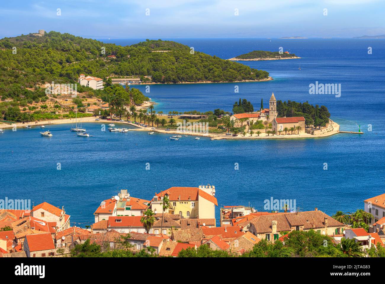 Chiesa di San Girolamo, città di Vis, Isola di Vis, Dalmazia, Croazia Foto Stock