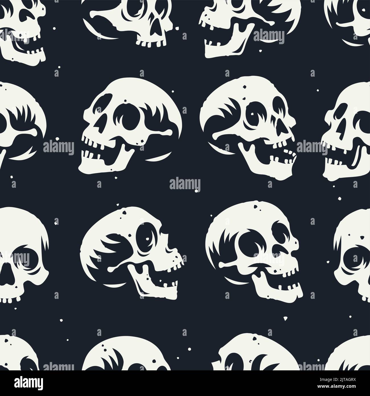 Grunge sfondo senza cuciture con teschi umani Illustrazione Vettoriale