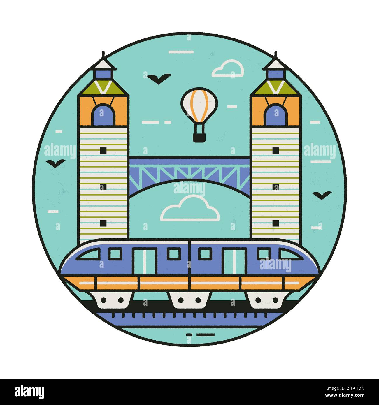 Icona del cerchio della monorotaia dell'Isola di Singapore Sentosa Illustrazione Vettoriale