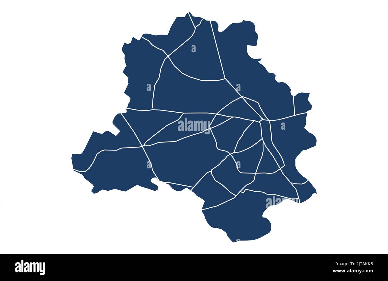 India Nuova Delhi Mappa illustrazione vettoriale con strada su sfondo bianco, aree amministrative di Nuova Delhi, nuova delhi strada Illustrazione Vettoriale