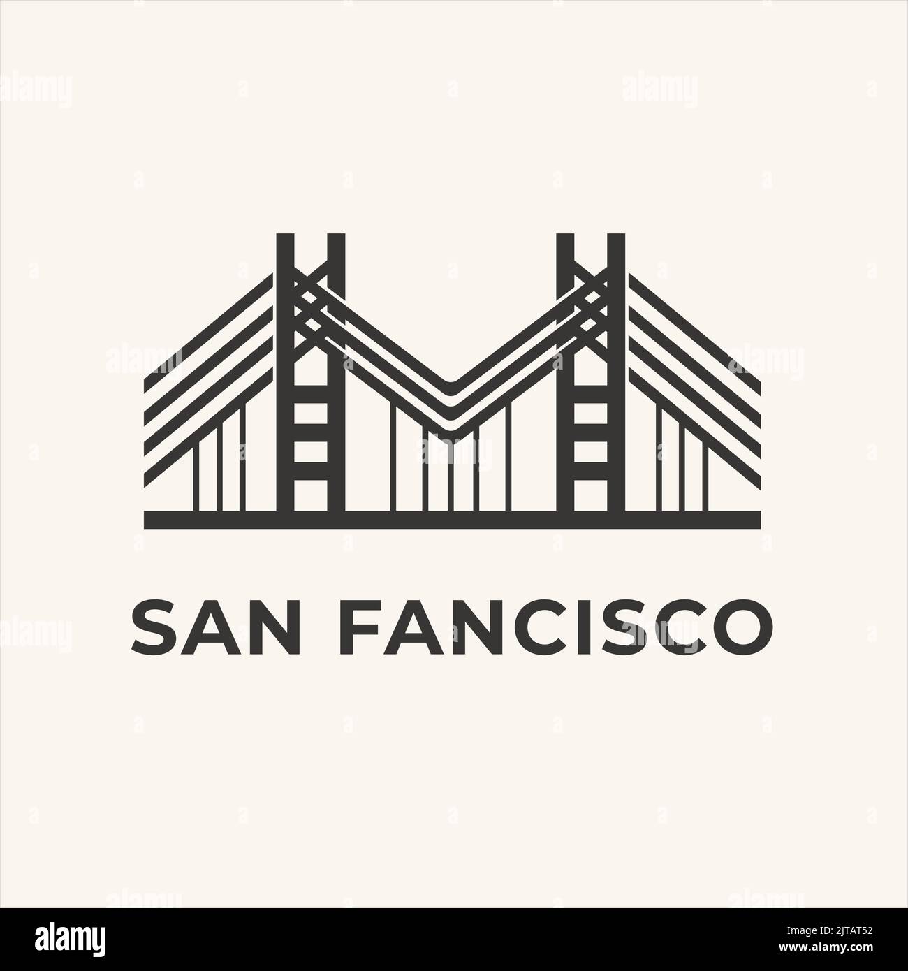 Vector design Illustrazione di San Francisco gate bridge famoso edificio architettura ponte logo design.symbol, icona Illustrazione Vettoriale