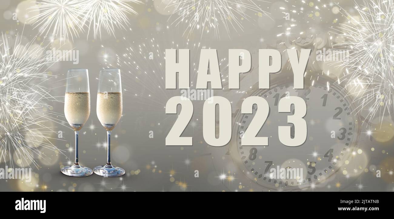 Concetto di celebrazione della vigilia di Capodanno. Felice 2023. Foto Stock