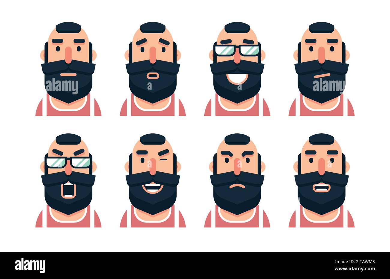 uomo icona. persone avatar. cartoon barba uomo personaggio con vari vettori facciali Illustrazione Vettoriale