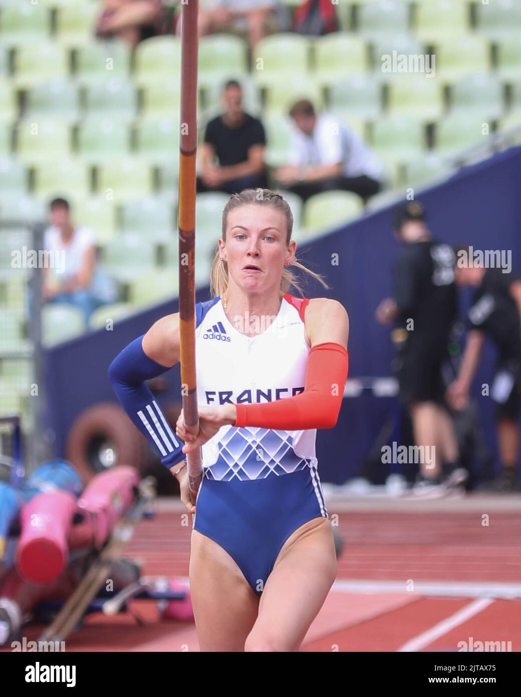 Margot Chevrier of France Women's Pole Vault durante i Campionati europei di atletica 2022 il 15 agosto 2022 a Monaco di Baviera, Germania - Foto Laurent Lairys / DPPI Foto Stock