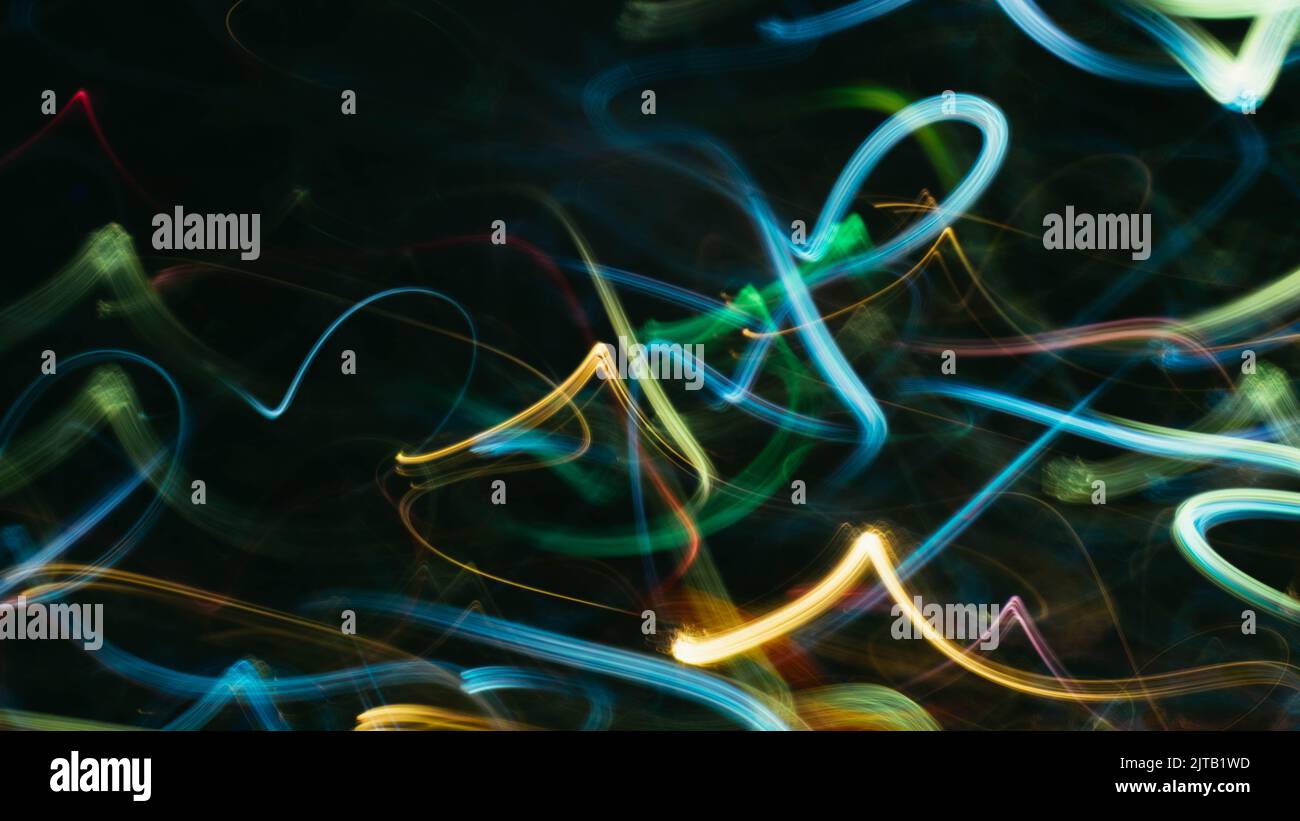 sfocatura giallo blu linee curvy colorato perdita di luce Foto Stock