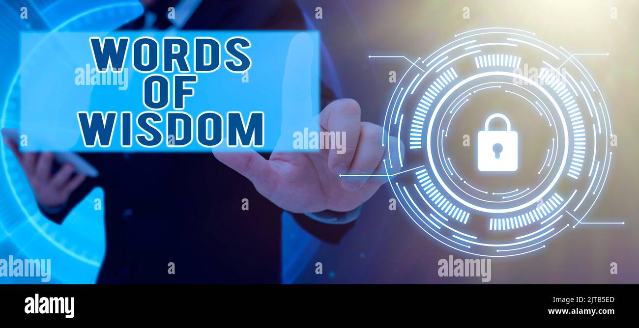 Segno che mostra parole di saggezza. Approccio aziendale l'esperto consiglia l'orientamento da qualcuno con conoscenza foglie fresche con testo vuoto per Foto Stock
