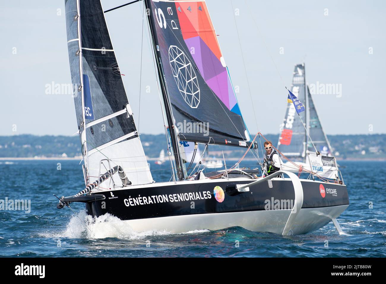 Benoit mariette, generazione Senioriales durante la Solitaire du Figaro 2022, fase 2, gara di vela Monohull Beneteau 3, inizio il 28 agosto 2022, Port-la-Foret - Royan, Francia - Foto Nicolas Pehe / DPPI Foto Stock