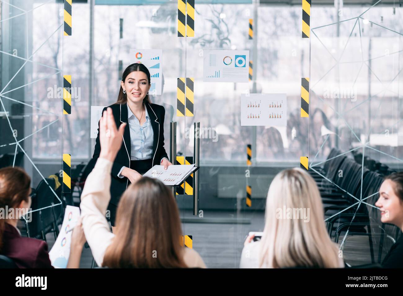 allenatore di formazione sulla strategia di marketing del corso aziendale Foto Stock