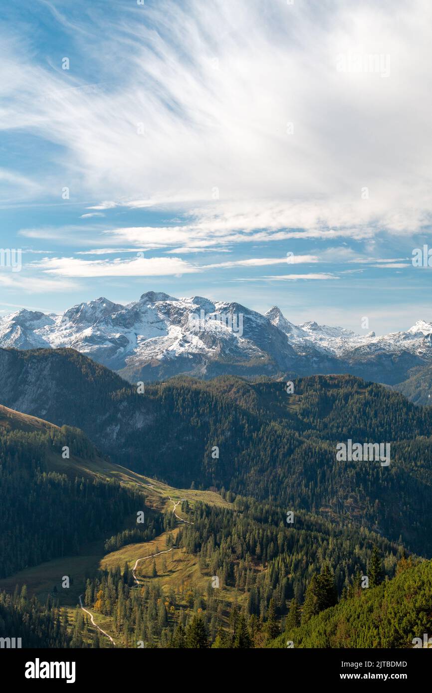 Vista sulle Alpi Berchtesgaden dal monte Jenner Foto Stock