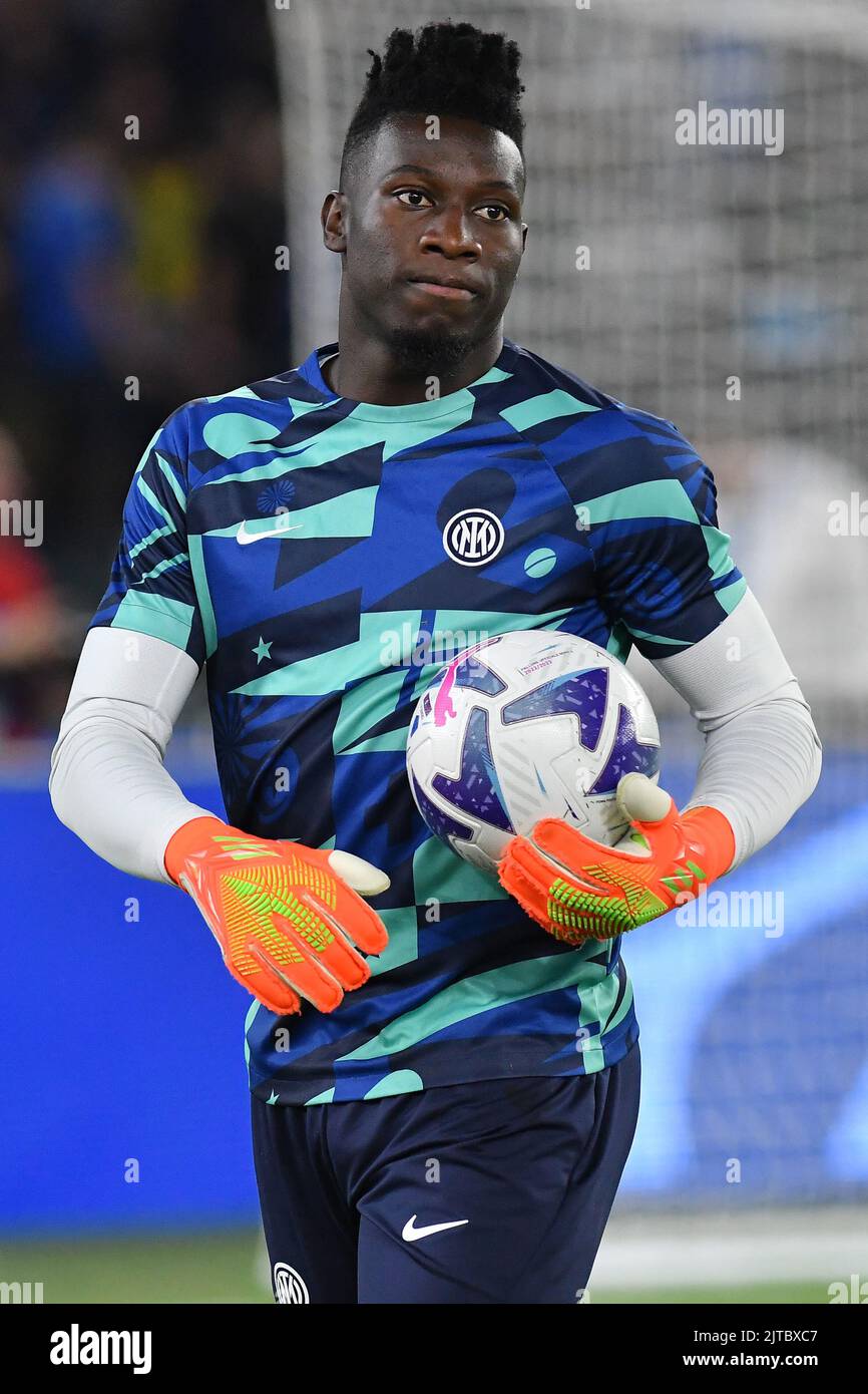 Roma, Lazio. 26th ago, 2022. Andre Onana dell'Inter durante la Serie Una partita tra SS Lazio e FC Inter allo stadio Olimpico di Roma, 26th agosto 2022. $Fotografo01 di credito: Agenzia indipendente di foto/Alamy Live News Foto Stock