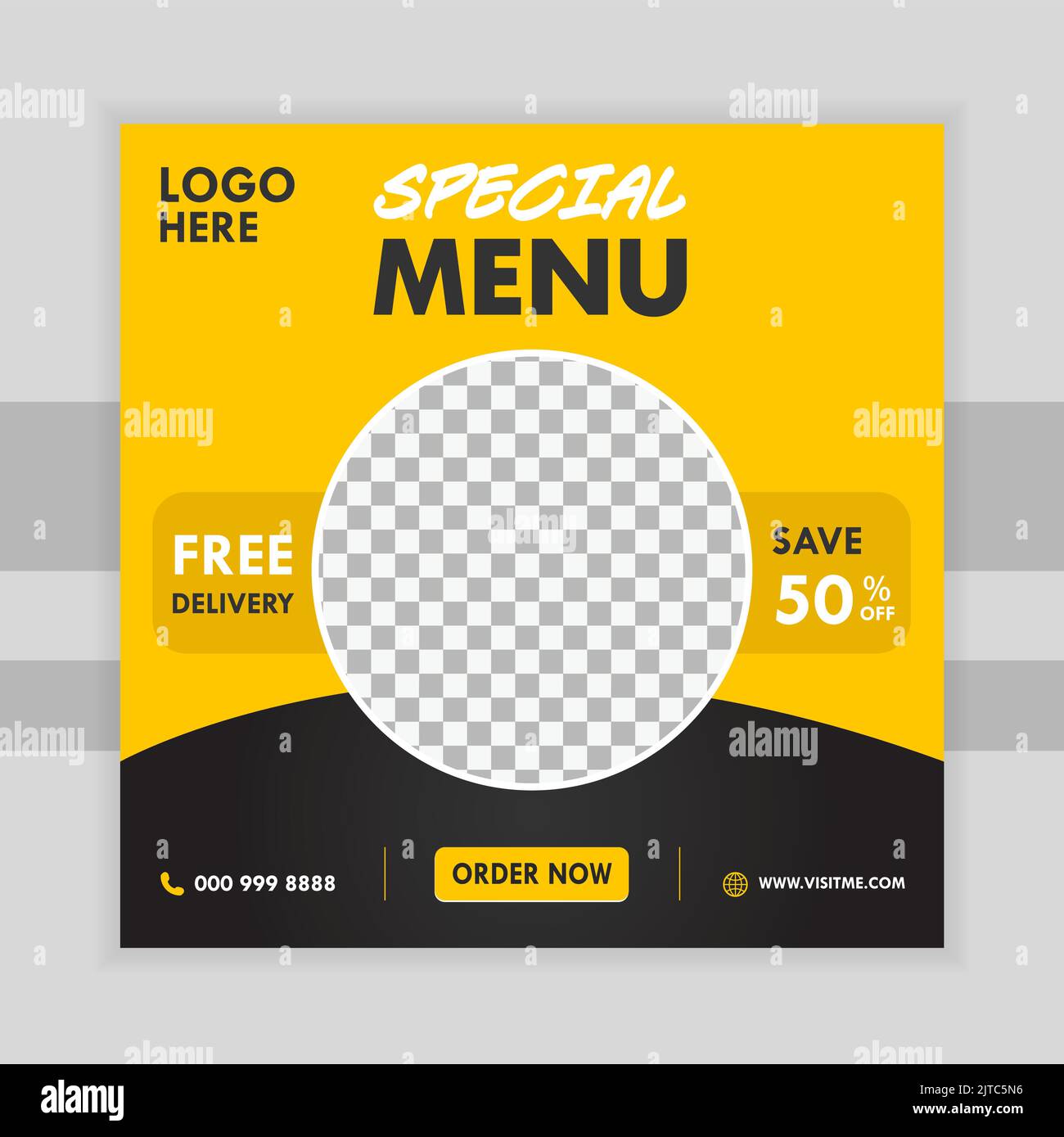 Promozione Food Banner Social Media Post Design isolato Ristorante Marketing Premium Template Illustrazione Vettoriale