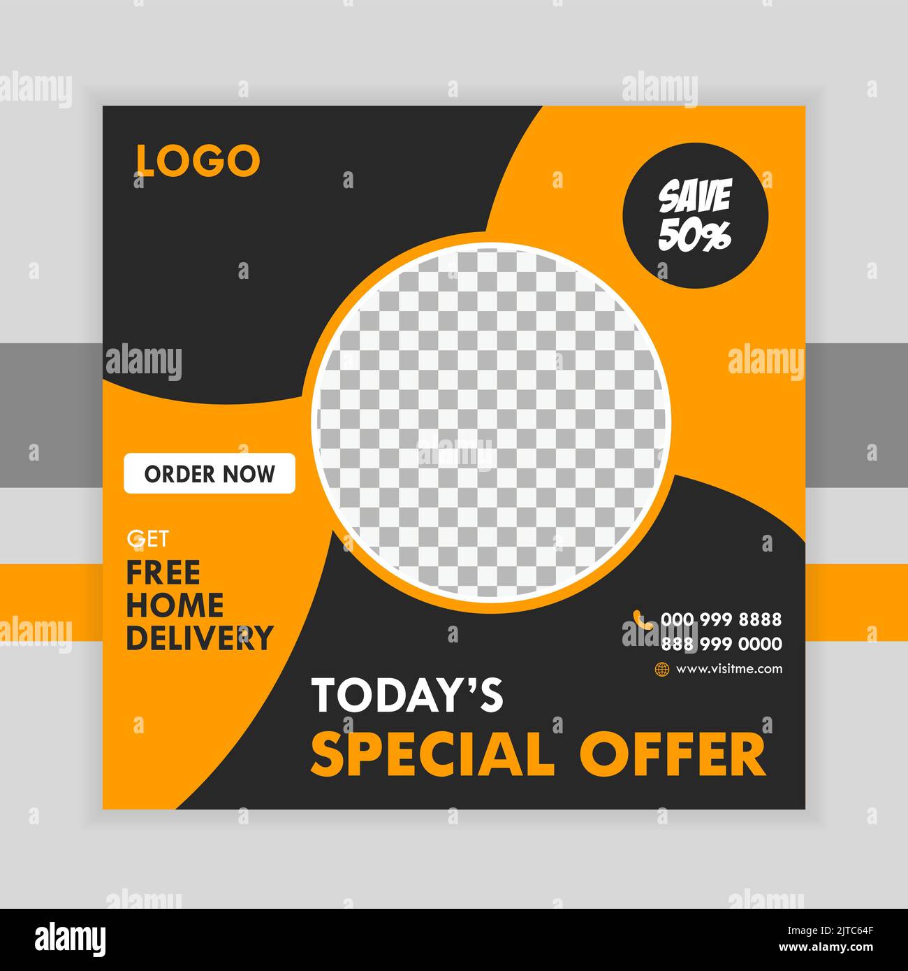 Food Social Media Post Square Banner Design Marketing Offerta promozionale Banner modello Premium Illustrazione Vettoriale