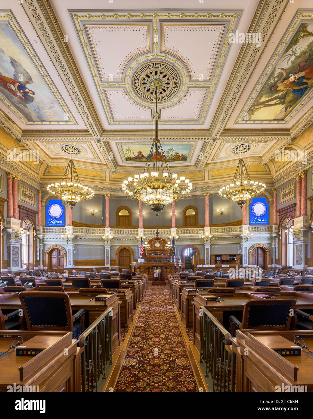 Camera della Camera dei rappresentanti dell'edificio del Campidoglio dello Stato del Kansas a Topeka, Kansas Foto Stock