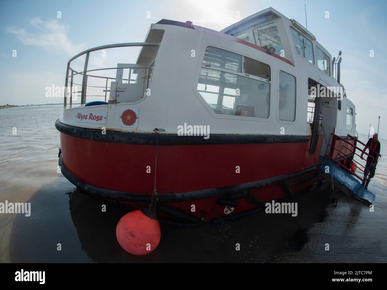 Wyre Rose Ferry che trasporta passeggeri da Fleetwood a Knott End-on-Sea e ritorno, Lancashire Foto Stock