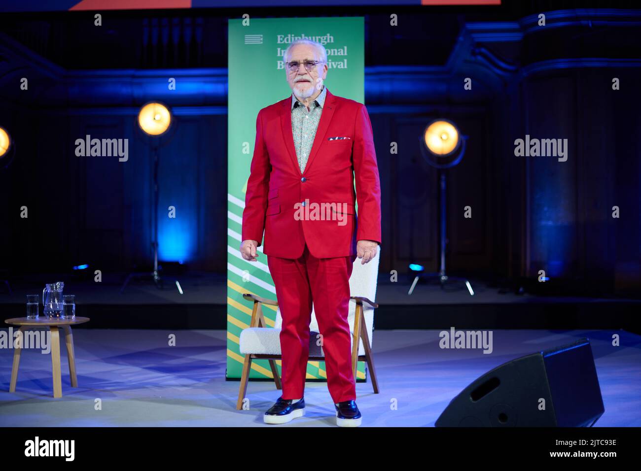 Edimburgo Scozia, Regno Unito 29 agosto 2022. Autore Brian Cox alla sala centrale per un'opportunità fotografica davanti al suo evento di Edinburgh International Book Festival. Credito sst/alamy live news Foto Stock