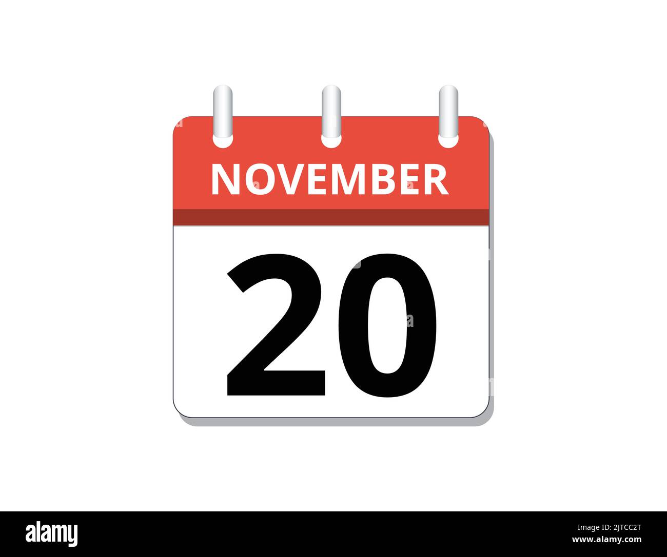 Novembre, 20th vettore icona calendario, concetto di pianificazione, business e compiti Illustrazione Vettoriale