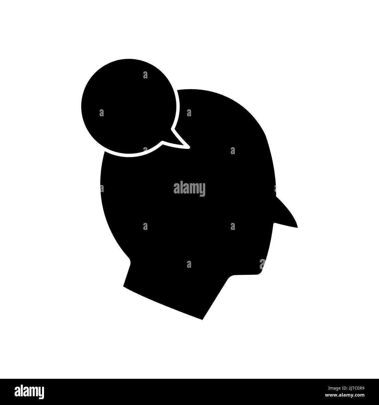 Icona persone con chat. Icona relativa a discussione, comunicazione. Stile icona glifo, solido. Design semplice modificabile Illustrazione Vettoriale