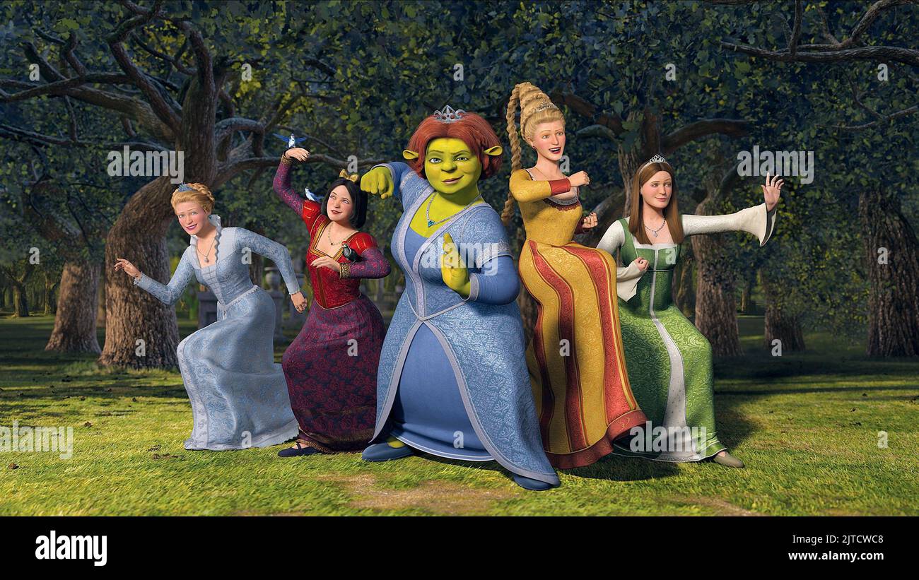 Cenerentola, bianco neve, principessa Fiona, RAPUNZEL, Sleeping Beauty, Shrek terzo, 2007 Foto Stock