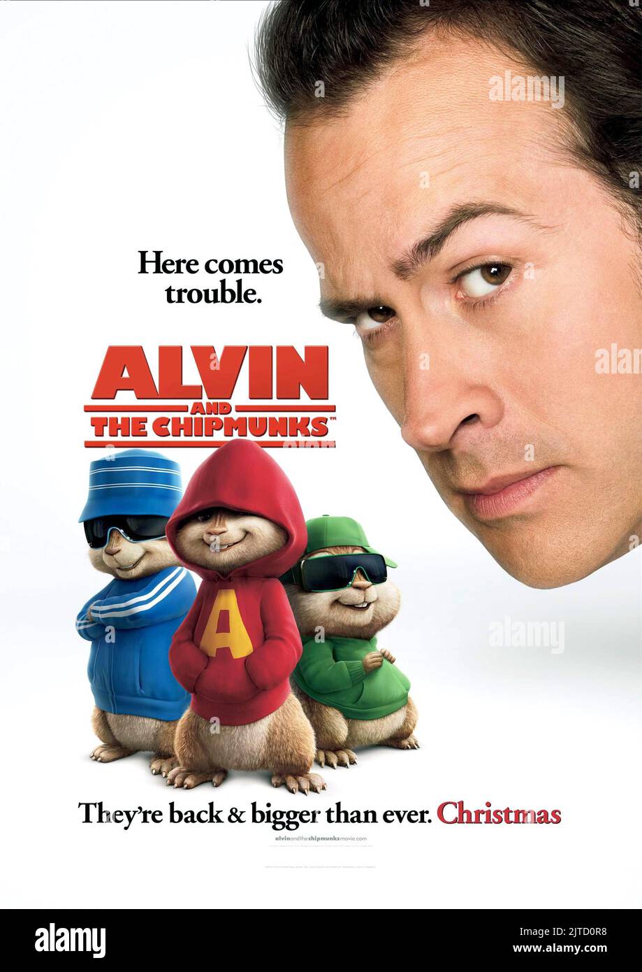 SIMON, Alvin, Theodore, Jason Lee POSTER, Alvin ed i Chipmunks, 2007 Foto Stock