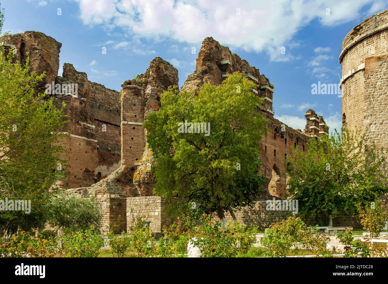 Le rovine della Basilica Rossa a Pergamo, Turchia, Asia minore. Foto Stock