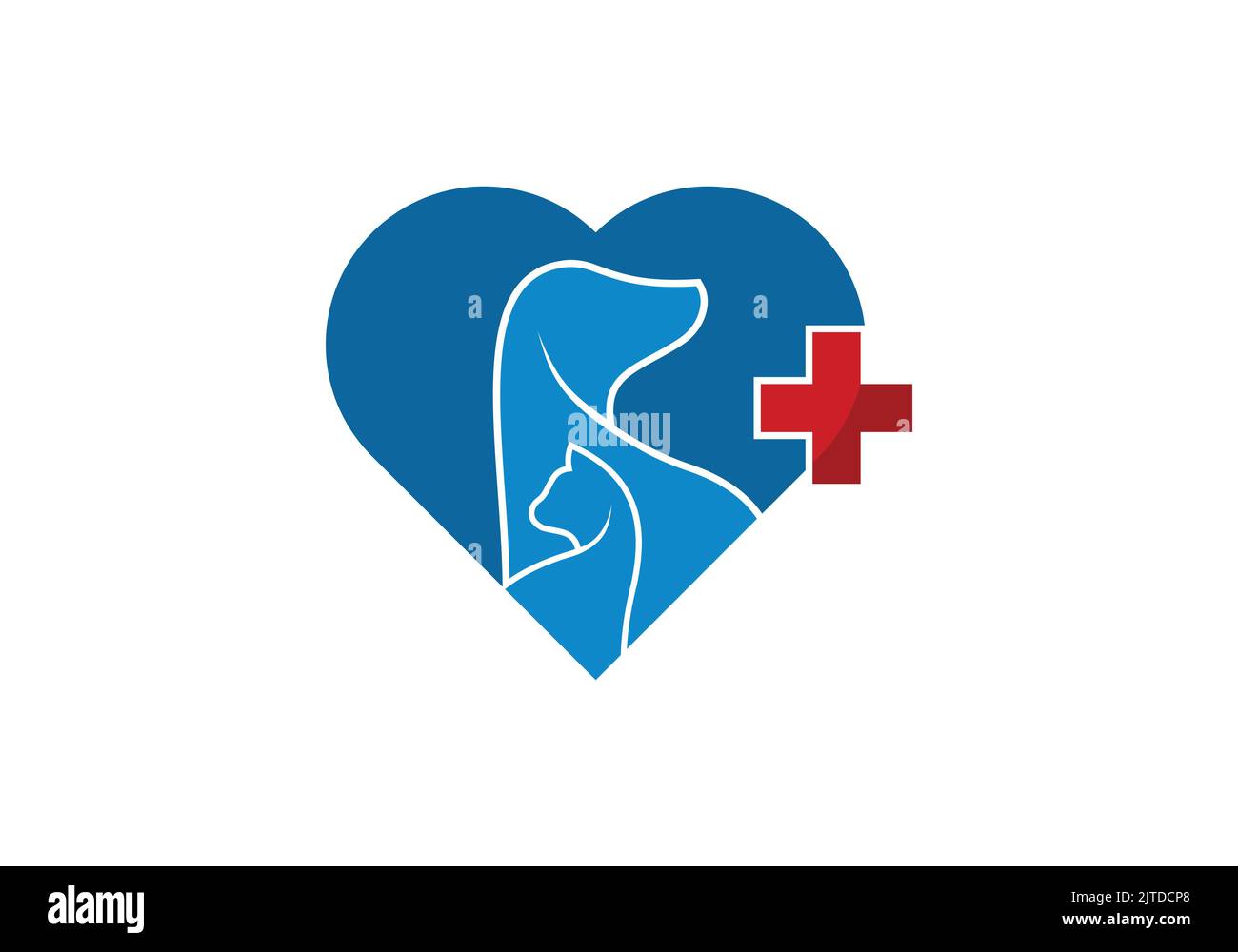Cat Dog Heart Love Medical Plus segno logo Design animale veterinario Logo Design PET Doctor Illustrazione Vettoriale
