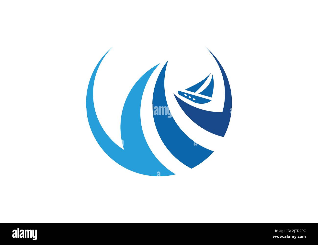 Wave Boat Ocean icona Logo Design modello vettoriale per multiuso Illustrazione Vettoriale