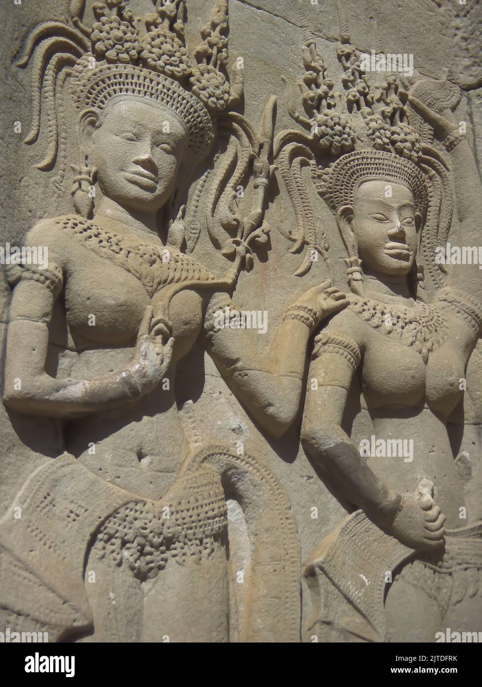 Antiche sculture di figure femminili del tempio Foto Stock