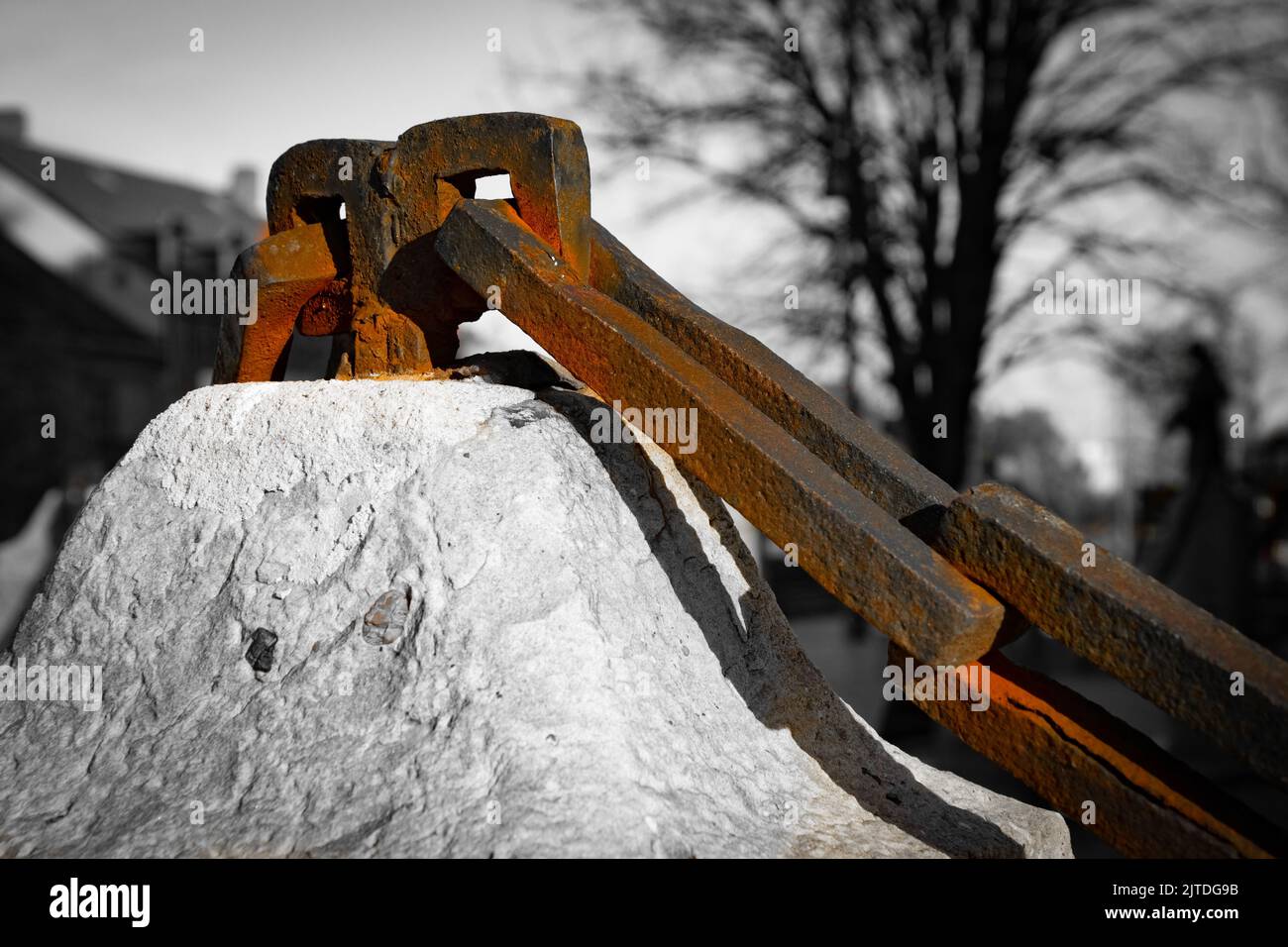 Maglie della catena in ferro arrugginite Foto Stock