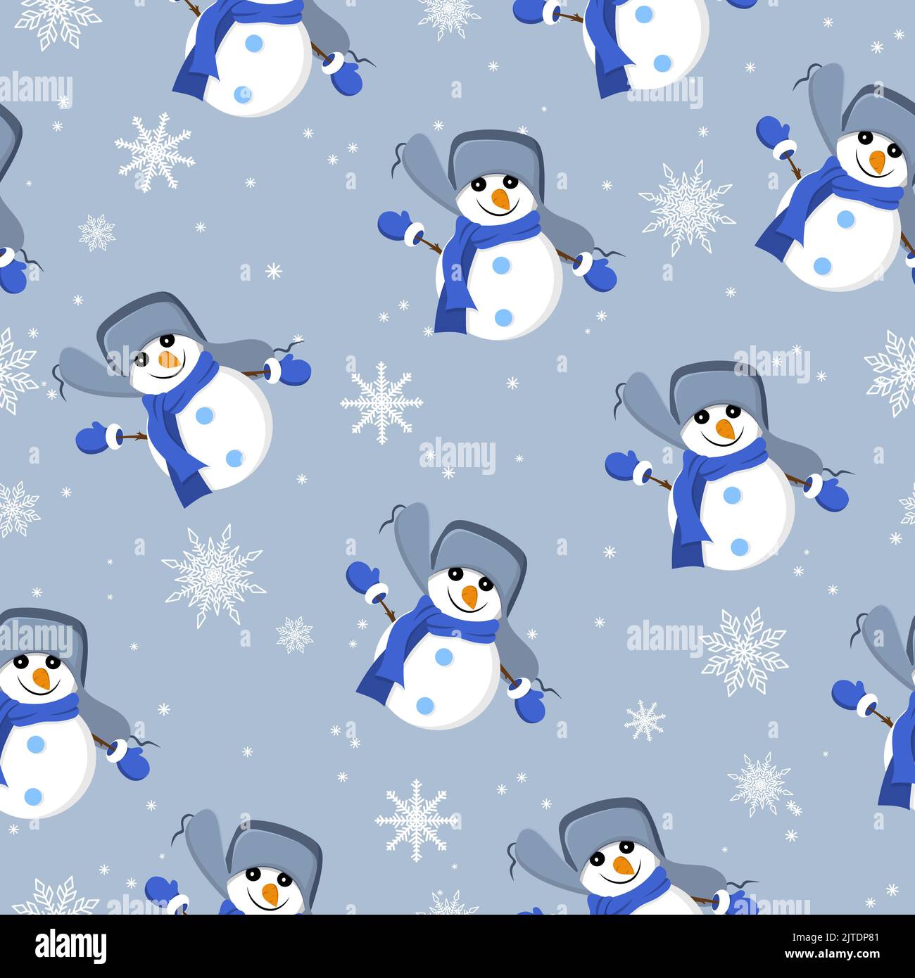 Modello senza cuciture con pupazzi di neve. È particolarmente adatto per l'imballaggio di carta e tessuti. Vettore Illustrazione Vettoriale