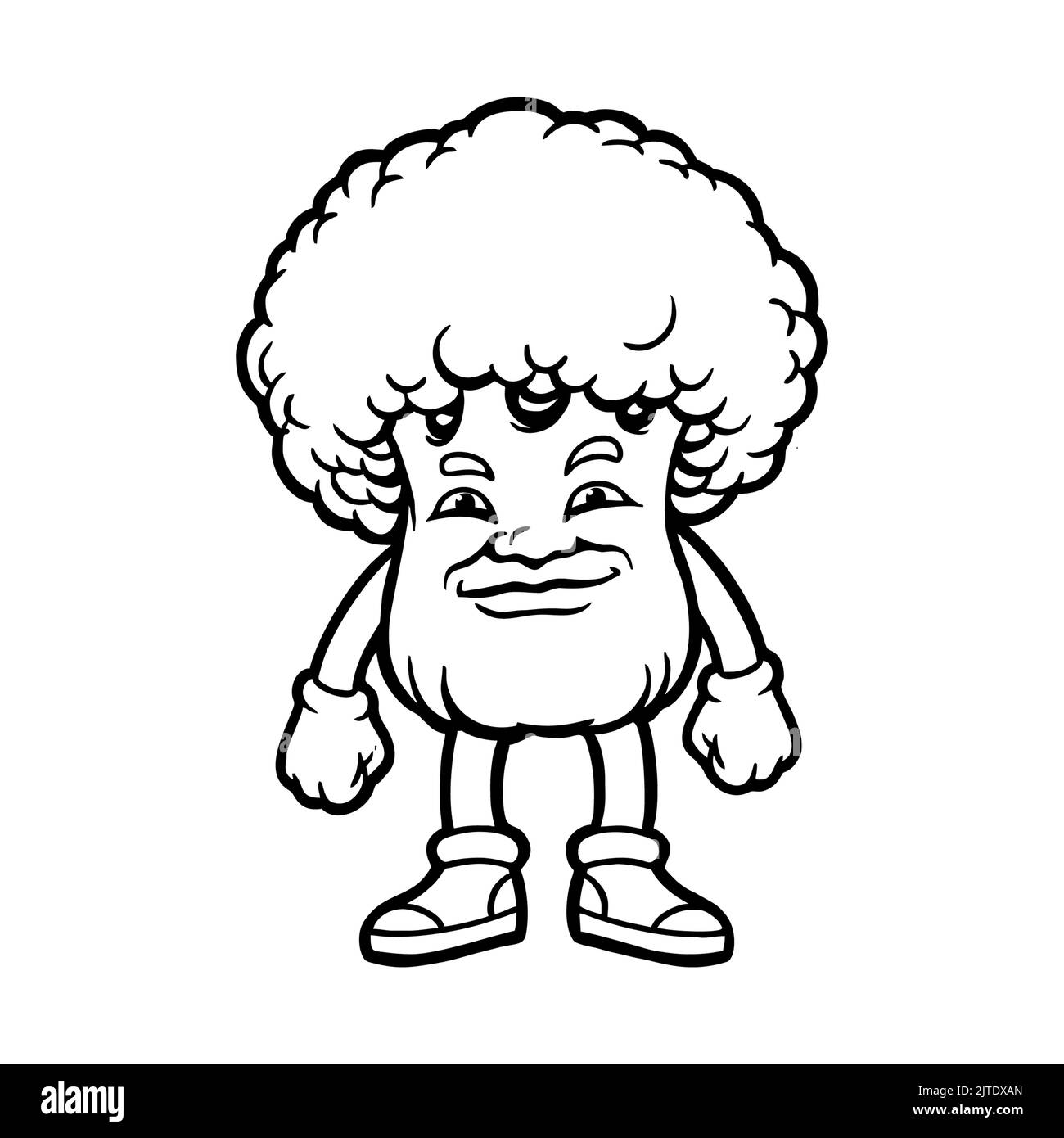 Broccoli Cartoon Coloring Book illustrazioni vettoriali per il tuo lavoro Logo, mascotte merchandise t-shirt, adesivi e disegni di etichette, poster, biglietti d'auguri Foto Stock